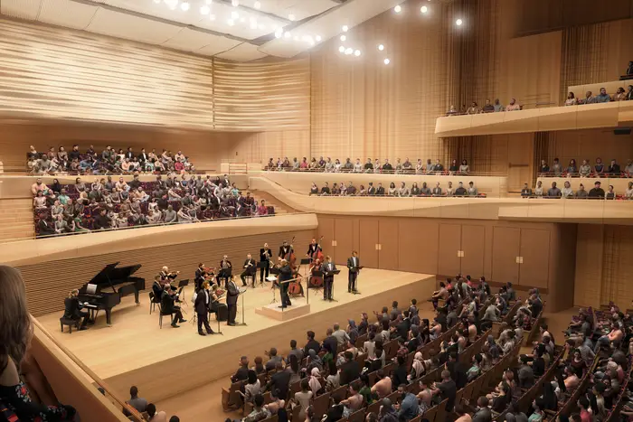 A rendering of the new David Geffen Hall